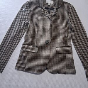 Chic Black and Brown Checkered Blazer
